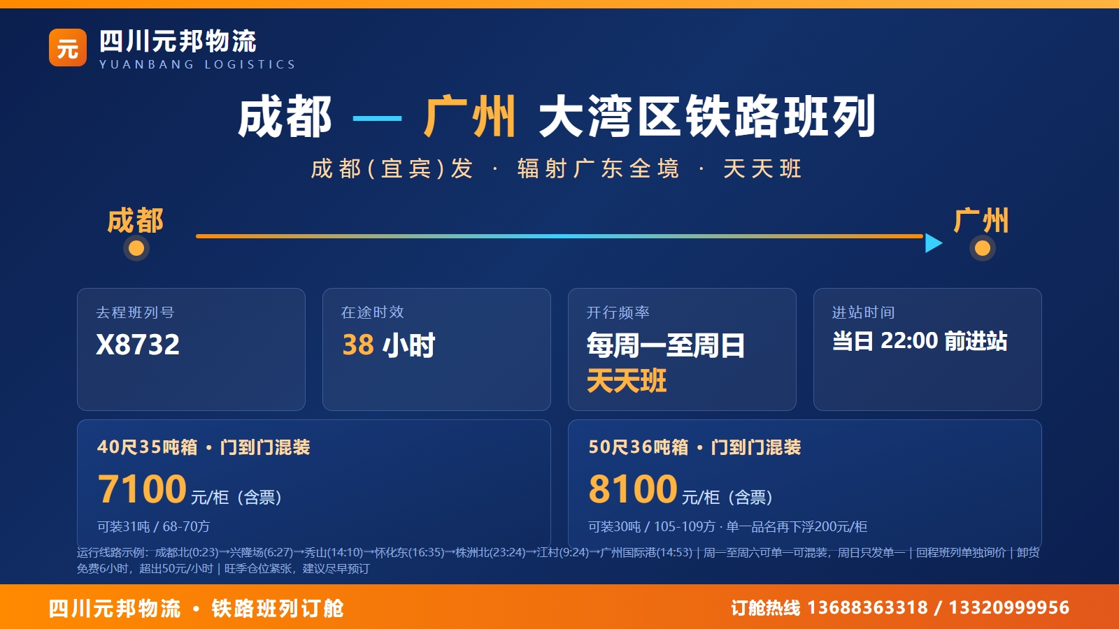 成都到广州物流班列海报